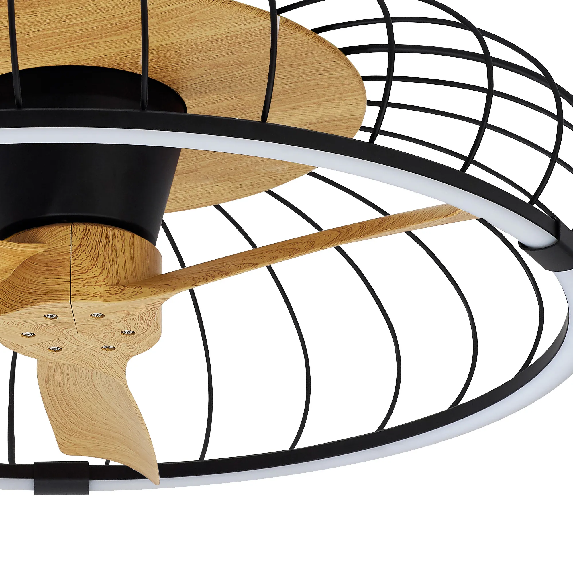 Nature 75W LED Dimmable Ceiling Light & Fan, Remote / APP / Voice Controlled Black M7808  Mantra Nature